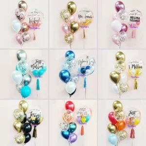 helium balloon bouquet delivery with bubble balloon birithday chrome confetti all 9 themes