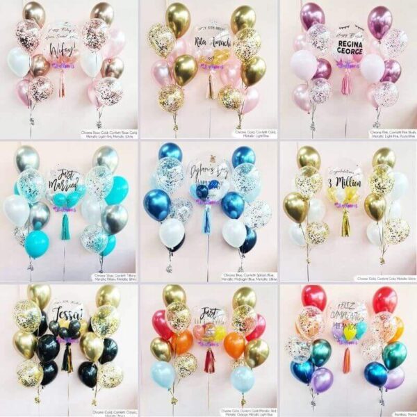helium bubble balloon bouquet delivery with bubble balloon birthday chrome confetti all 9 themes