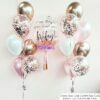 helium balloon delivery with bubble balloon chrome confetti pink rose gold