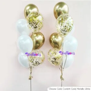 Balloon Bouquet Chrome Gold Metallic White