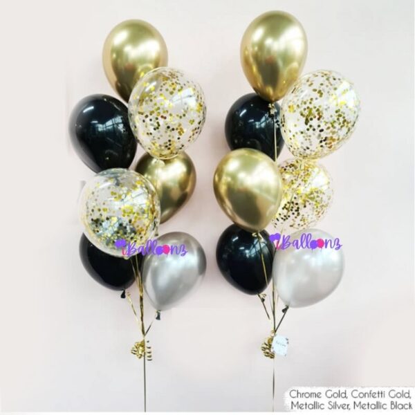 Balloon Bouquet Chrome Gold Black