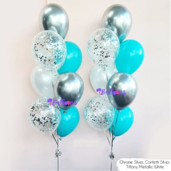 Balloon Bouquet Chrome Silver & Tiffany