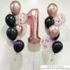 number balloon bouquet number 1 rose gold