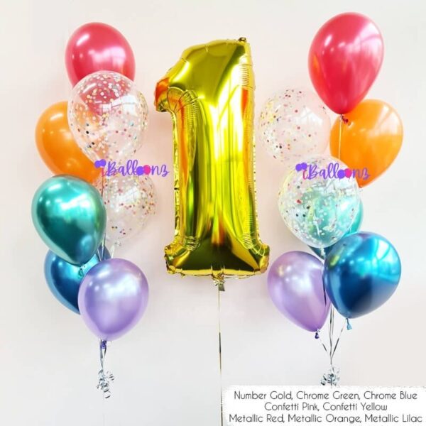 Number Balloon Bouquet Number 1 Gold