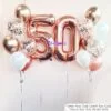 Chrome Confetti Helium Balloon Bouquet delivery set number balloons 2 Digit 50 Rose Gold white 2 bunches happy birthday anniversary
