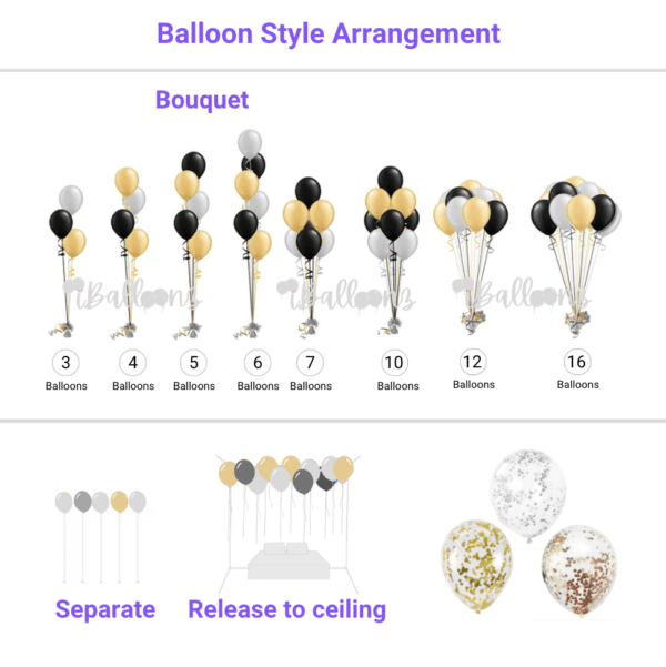 Confetti Balloons - Gold, Rose Gold, Silver