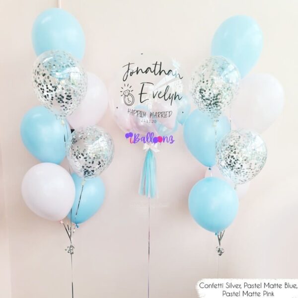 confetti helium birthday anniversary get well soon congrats baby shower kids retirement proposal personalised balloon bouquet same day online delivery with bubble balloon rose pastel pink blue