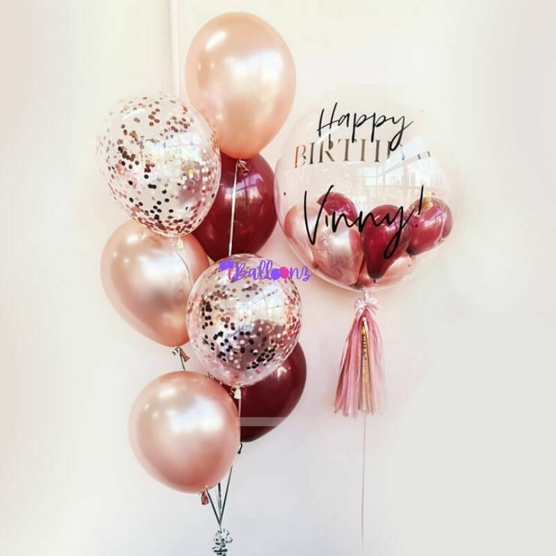 Bouquet Ballons Baudruche Rose Gold & Or