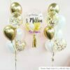 helium balloon bouquet delivery with bubble balloon chrome confetti gold white
