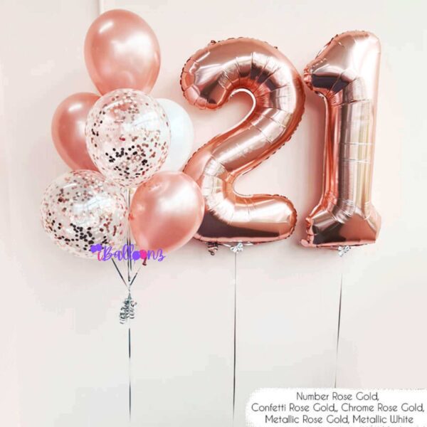 helium birthday anniversary number balloon bouquet set double number balloons rose gold 21
