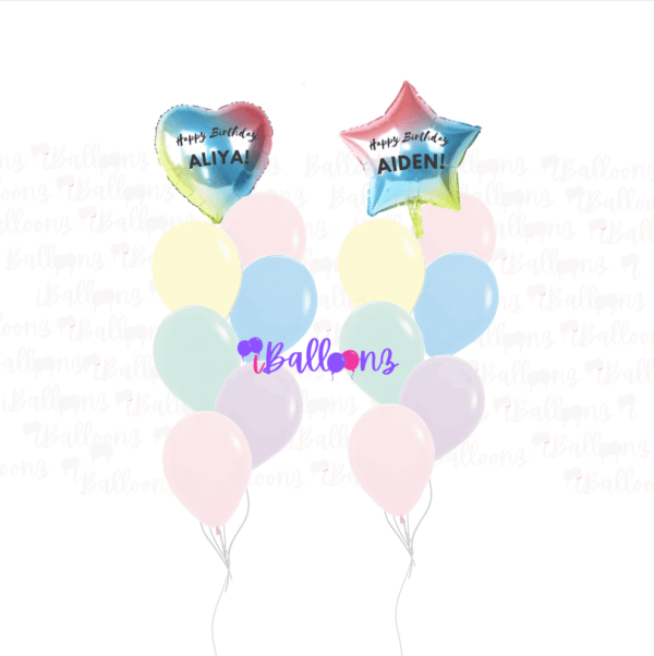 pastel matte helium balloon bouquet delivery kl selangor set heart star foil-balloon happy birthday anniversary