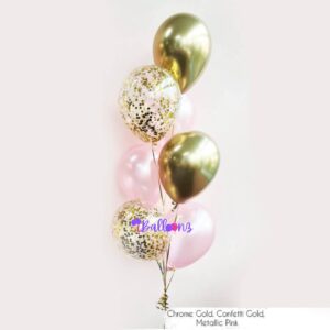 Balloon Bouquet Chrome Gold & Pink