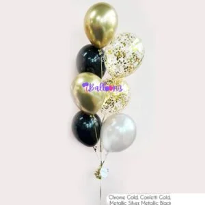 Balloon Bouquet Chrome Gold & Black