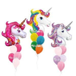 unicorn balloon bouquet delivery all rainbow pink purple