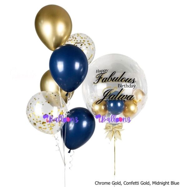 balloon shop near me bubble balloon set 1 bunch midnight blue and chrome gold confetti balloons
